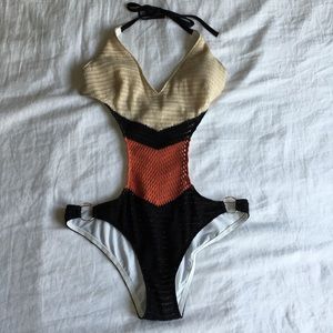 Victoria’s Secret L Crochet Monokini black & rust